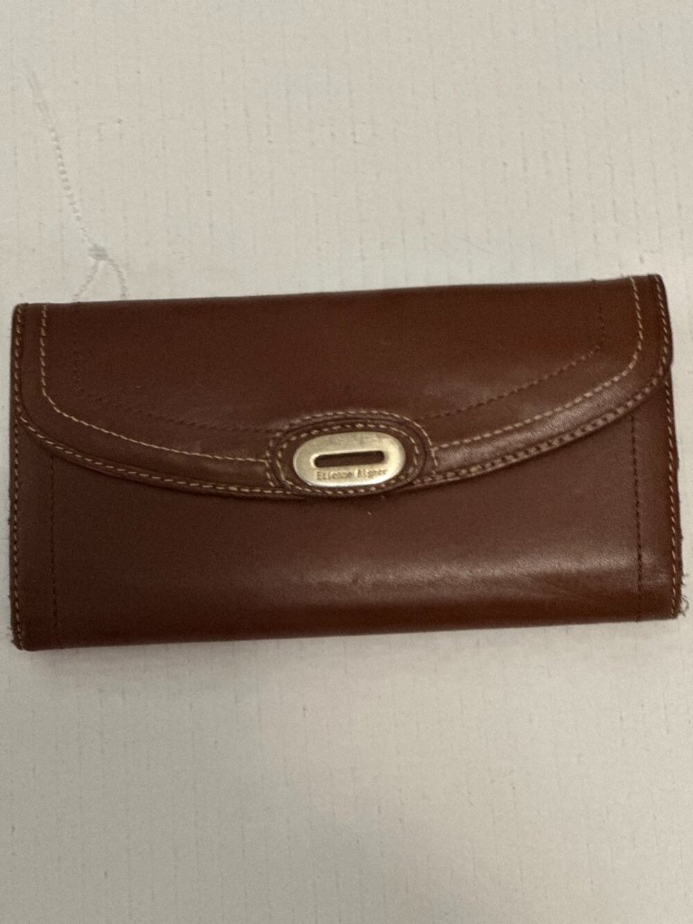 Vintage Etienne Aigner Brown Leather Checkbook Organizer Wallet Clutch